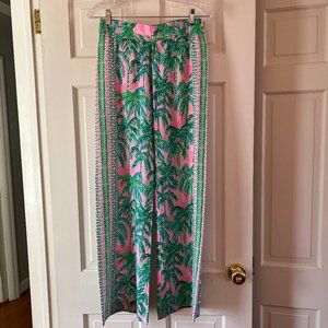 VGUC Lilly Pulitzer Bal Harbor mid-rise palazzo pant pink suite views